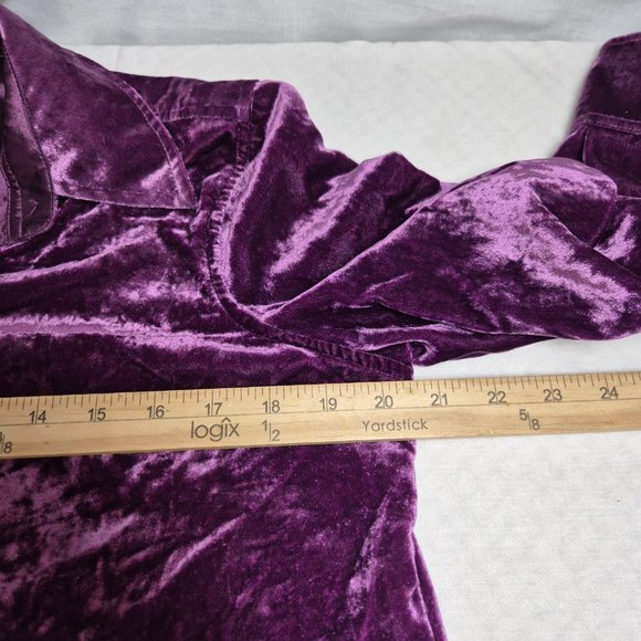 John Mark Women's Shirt Size PS Velvet Long Sleeve Button Tunic Eggplant (27) - Picture 10 of 14